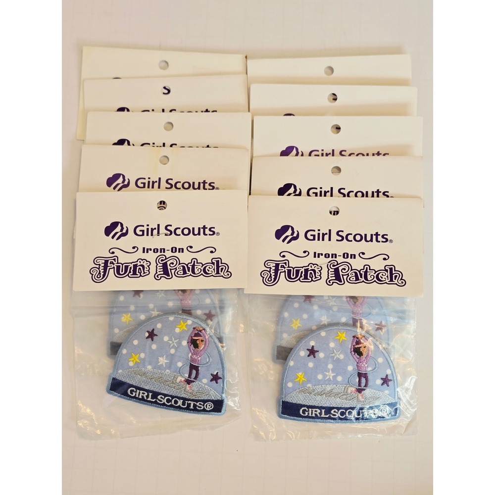Lot of 10 Girl Scouts Iron-On Fun Patch Ice Skating Snow Globe Embroidered Badge